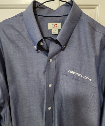 Men's Cutter & Buck Direct Solutions Dress Shirt LS Button Up Blue Size XL - Picture 2 of 15