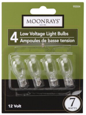 Moonrays 95504 Low Voltage Light Bulbs Clear 4 Pack 12V 7 Watt 52-4187-8