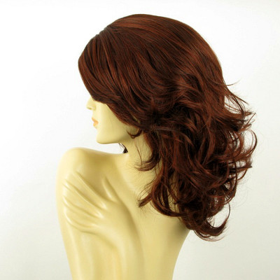 Perruque Mi-longue Femme - Couleur Dark Brown Copper Intense - Synthétique Lisse - Bonnet Large