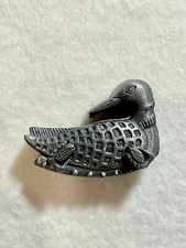 Vintage Torino Pewter Loon Duck Jewelry Necklace Brooch Earrings Trinket Box Set