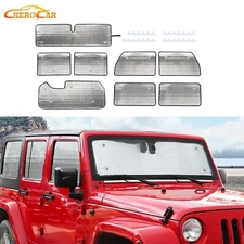 8pcs Windshield Sunshade Side Window Sun Shade Kit For Jeep Wrangler JK 2007-18