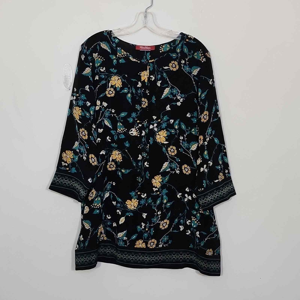 Maxmara Black Floral 3/4 Sleeves Length Blouse M | eBay Maxmara Black Floral 3/4 Sleeves Length Blouse M | eBay