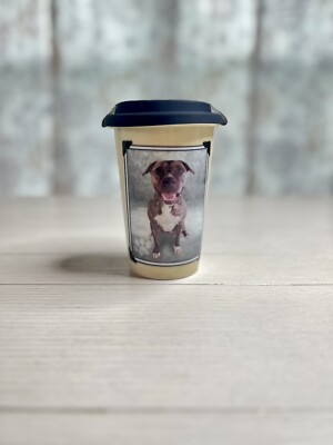 I Love My  Pit Bull  Ceramic Travel Mug With Tight Silicone Lid 10 Oz Cup