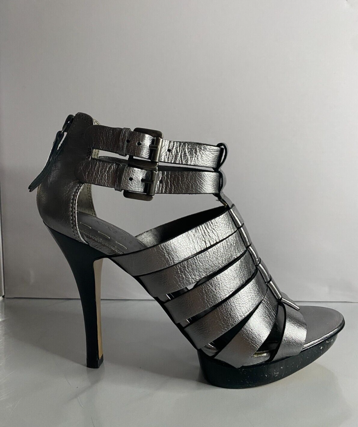 Nine West Silver Women Heel Sandals size 7.5 M
