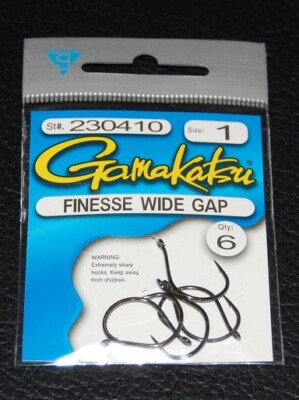 Gamakatsu Finesse Wide Gap Fishing Hooks - 6 Pack, Black, For Drop Shot & Thicker Baits - View #5