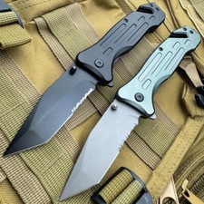 8" Military Heavy Duty Survival Tanto Blade Spring Assisted Folding Pocket Knife