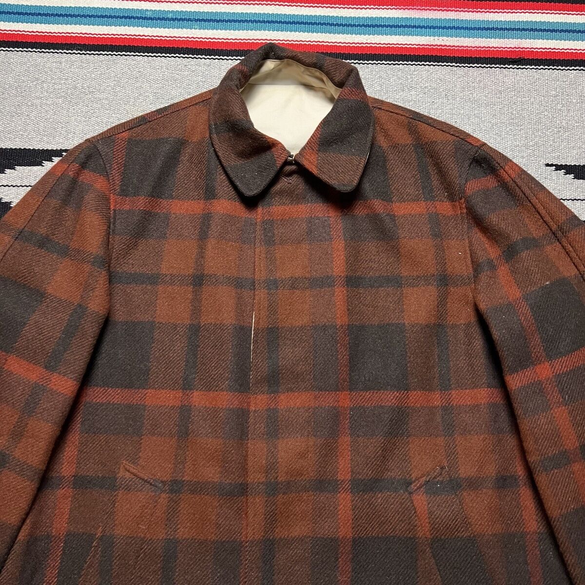 Vintage 60s Pendleton Reversible Wool Cotton Zip Up Jacket Vintage 60s Pendleton Reversible Wool Cotton Zip Up Jacket