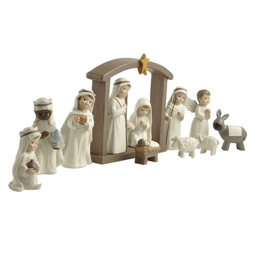 Statuine in Legno per presepe di Natale – Presepi di Natale in Legno – Statua della Natività in Resina con Statuette della Vergine Maria – Presepe all'aperto – Decorazioni Natalizie per presepe