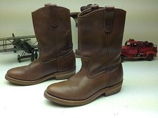 VINTAGE DISTRESSED MADE IN USA BROWN RED WING ENGINEER FARM WORK FIELD BOOT 8 D