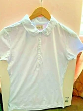 White Pique Polo T-Shirt women's Juniors Hering Brand school fit summer sale