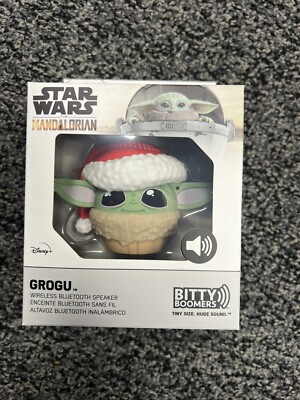 Bitty Boomers Star Wars The Mandalorian Grogu with Santa Hat - Mini Bluetooth Sp