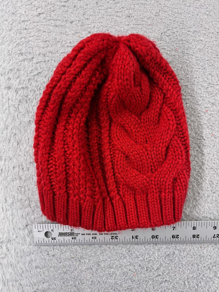 Merona Beanie Toque Mujer Talla Única Rojo Cable Tejido Acrílico Mezcla Invierno Nieve Esquí Foto 4 de 4