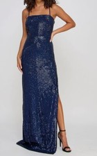 Emerald Sundae Women's Blue Sequined Gown Dress Juniors Size XS