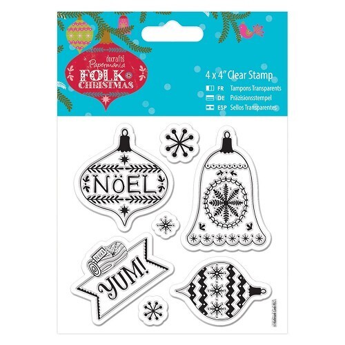 Docrafts  Papermania Folk Christmas 4""x4"" Clear Stamp  7 Piece Set