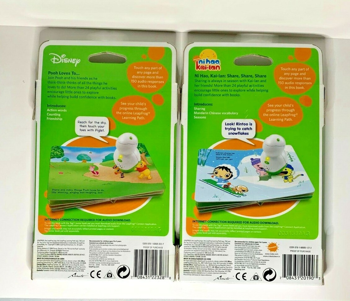 Leap Frog Tag Junior Books Pooh Loves To and Ni Hao, Kai-Lan