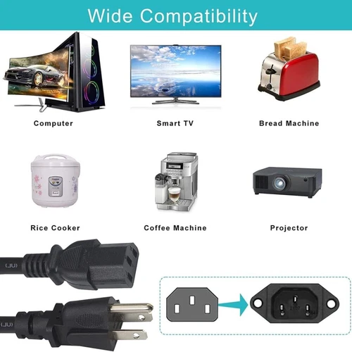 AC Power Cord Cable for Hartke HD15 HD50 HD500 Bass Combo Amp 3-prong Lead - Foto 4 di 5