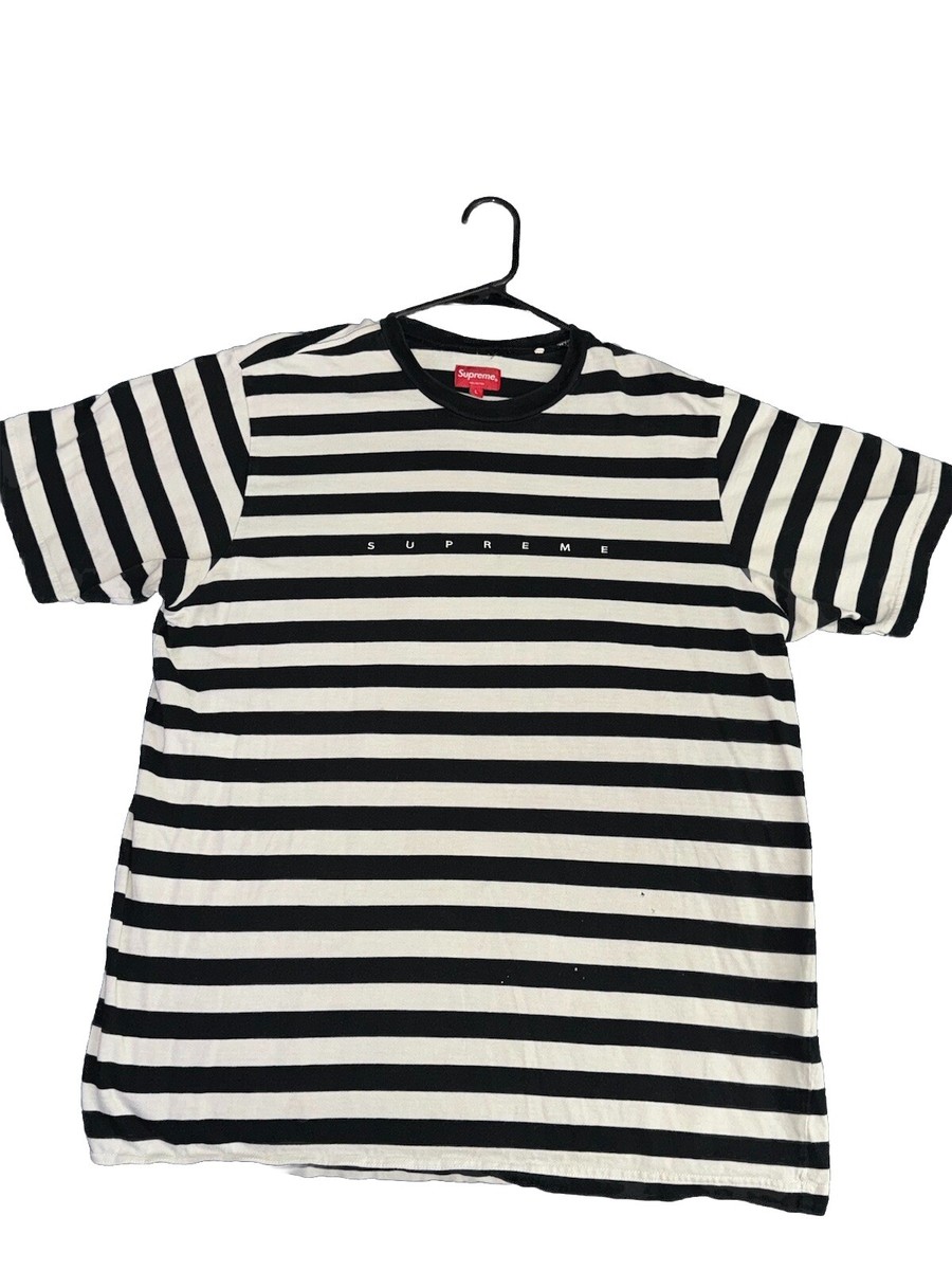 Supreme Tshirt Large ( Black / White Stripes ) PRE OWNED | eBay