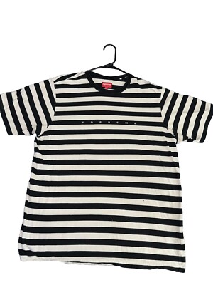 Supreme Tshirt Large ( Black / White Stripes ) PRE OWNED | eBay