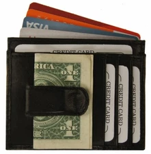 Men's Leather Slim Money Clip Front Pocket Wallet Thin Credit Card Holder New