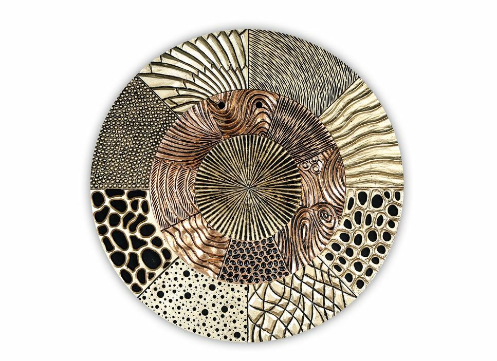 Objeto de pared gremio 81221 madera Glorius dorado cobre negro redondo Ø 80 cm