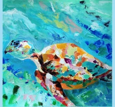 ORIGINAL Oil Painting Animal ORIGINAL Art Turtle Painting Impasto Textured