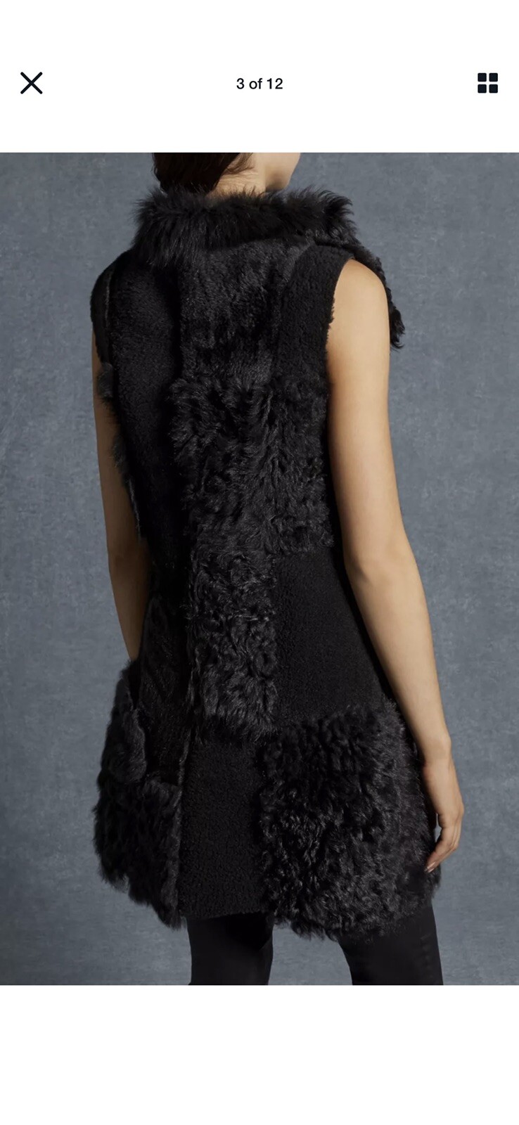 KAREN MILLEN BLACK REVERSIBLE SHEARLING & LEATHER GILET MEDIUM image 5