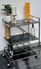 DRINKS TROLLEY BAR CART SERVING TROLLEY SILVER WINE WHISKEY STORAGE