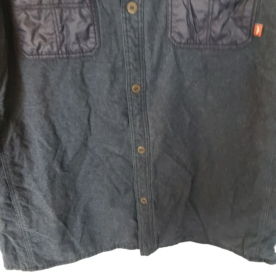 SIMMS Para Hombres Negro Frente a Presión Mangas Largas Forrado Pesca Camisa Chaqueta Bolsillos Foto 3 de 4