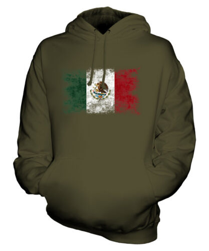MEXICO DISTRESSED FLAG UNISEX HOODIE TOP MEXICO MEXICAN MEXIHCO  FOOTBALL - Afbeelding 1 van 16