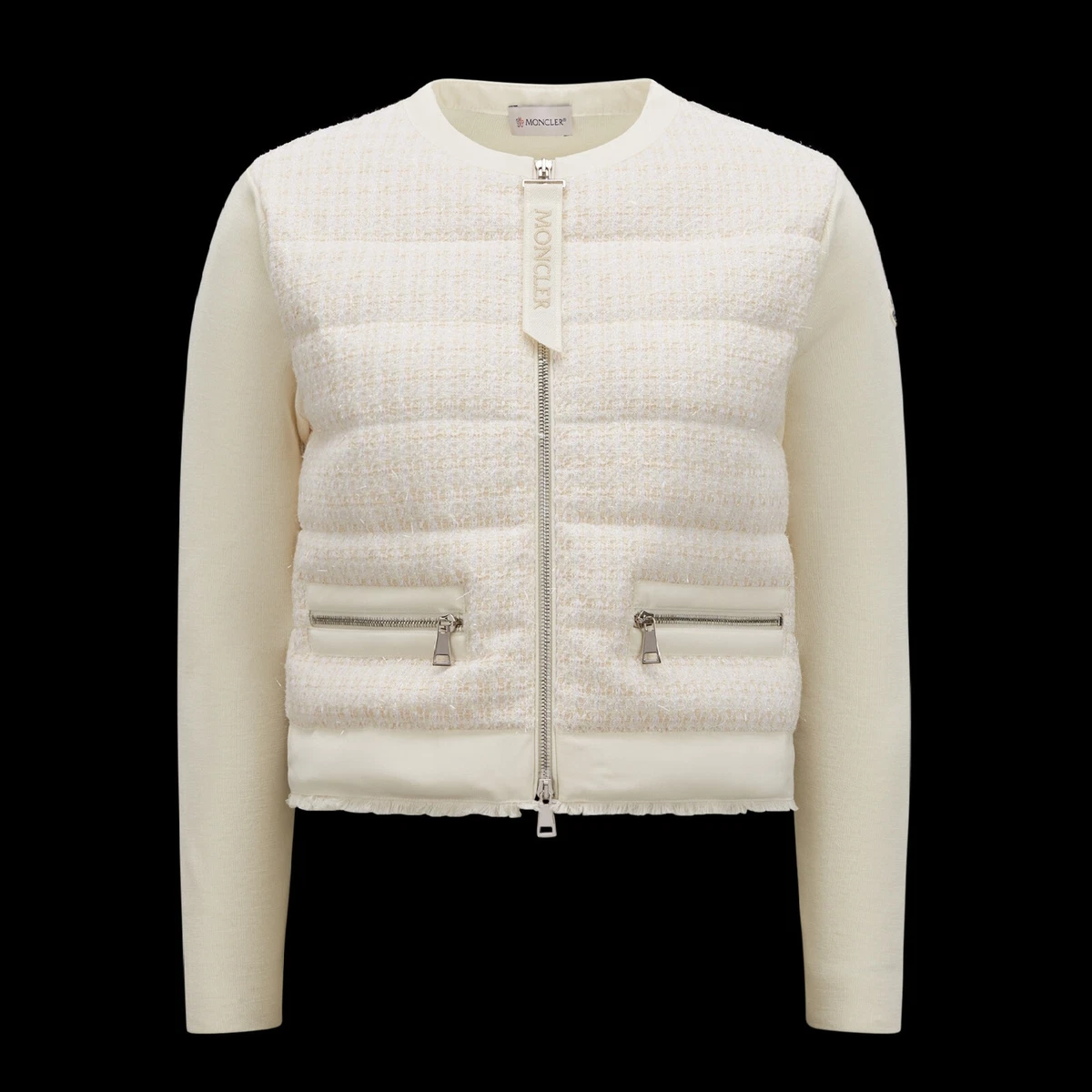 SS23 MONCLER Down Padded Wool Cardigan Tricot Short Tweed Knit