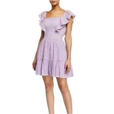 NWT Alice + Olivia Remada Lavender Lace Eyelet Ruffle Mini Dress - Size 8
