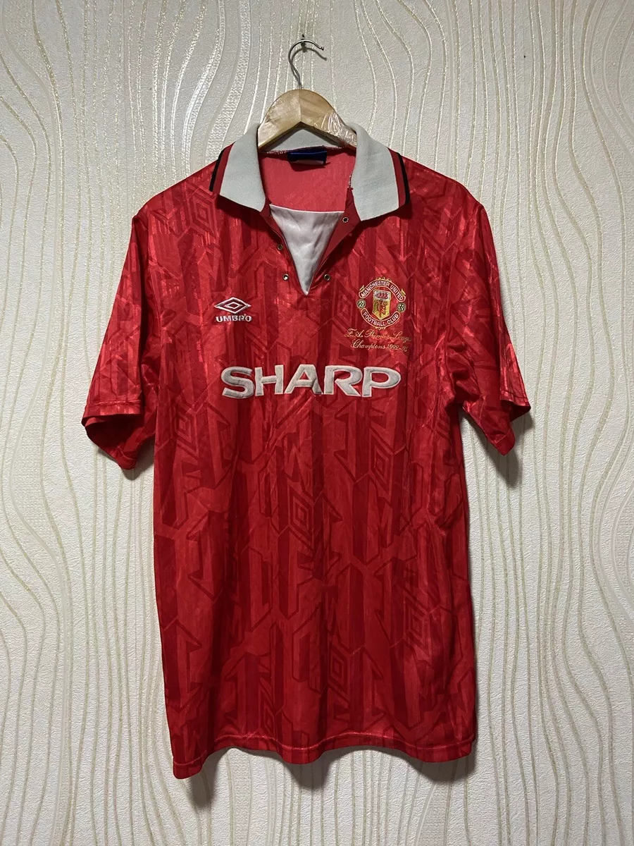 MANCHESTER UNITED 1992 1994 HOME FOOTBALL SHIRT SOCCER JERSEY XL UMBRO  AUTHENTIC