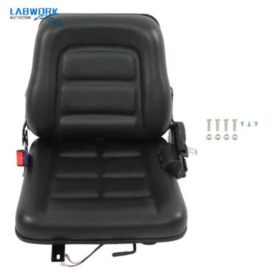 LABWORKAUTO Forklift Seat with Adjustable Back Safety Belt Universal Tractor Seat Excavator