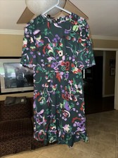 KATE SPADE SIZE 6 FLEUR NOVEULLE RUFFLED SMOKED FLORAL FOREST GREEN MINI DRESS