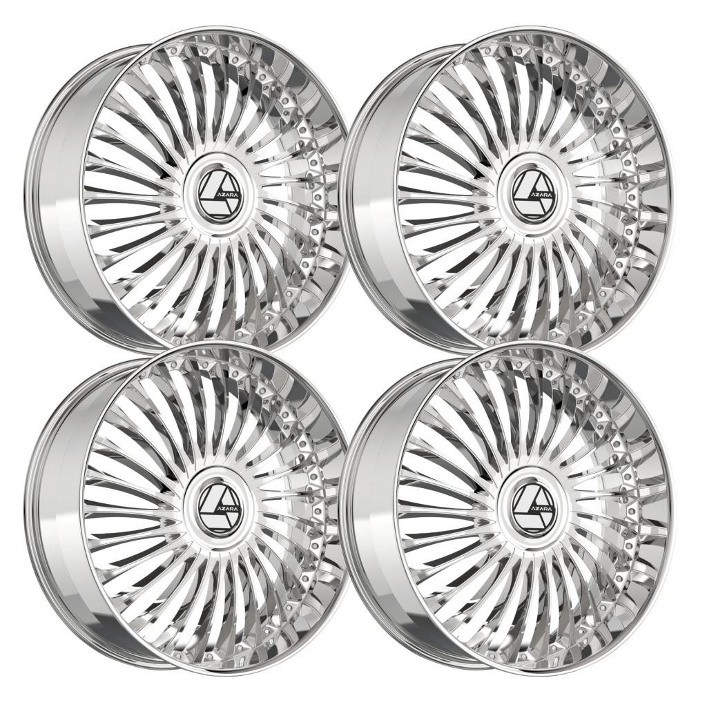 Set-4) Azara AZX-103 28x9.5 BLANK 15mm Chrome wheels rims 28 Inch