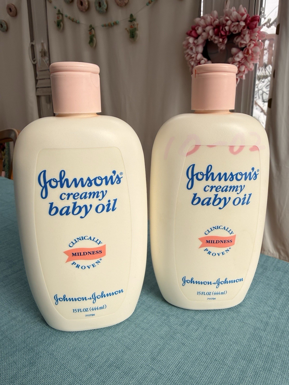 2 Johnson's creamy baby oil Discontinued 15 Oz Full Vintage 1996