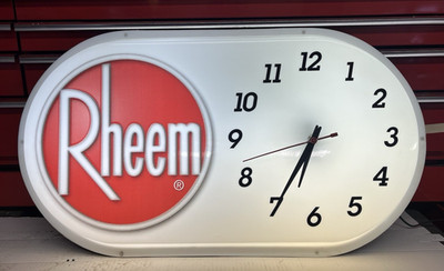 Vintage Rheem HVAC electric light up clock by Dualite, Unique