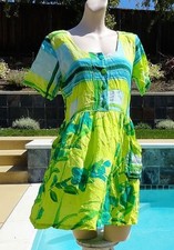 Jams World Dress Womens Small Artsy Tropical Hawaiian Pockets - Plaid Pond