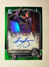 Kyle Karros 2025 1st Bowman Chrome AUTO Prospect TRUE GREEN REFRACTOR 98/99 z2