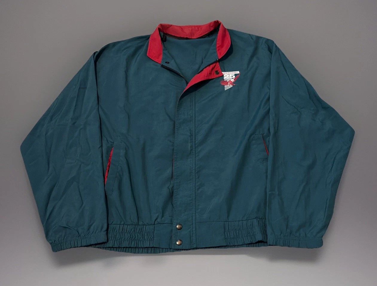 Vtg 90s Turquoise Blue Windbreaker Mgt And Data Company Employee Light Jacket