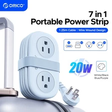 ORICO 7-in-1 Power Strip Extension Cord Small Power Strip Power Strip for Travel