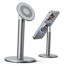 Magnetic Full Aluminum Cell Phone Stand for MagSafe with Metal Ring, A-Gray