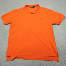 Polo Ralph Lauren Polo Shirt Mens XL Orange Cotton Green Pony Logo Short Sleeve