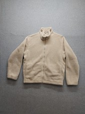 Uniqlo Men Jackets M Beige Pile Lined Fleece Full-Zip Moc Neck Warmer Outdoor