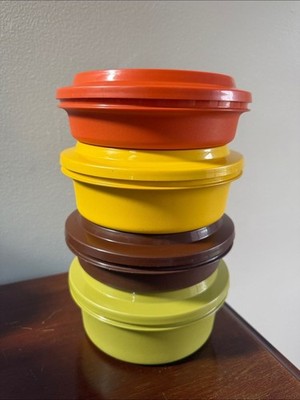 Vintage Tupperware Seal n Serve Containers - Orange, Yellow, Brown, Lime