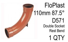 FloPlast 110mm D571 87.5° Rest Bend Underground Drain Double Socket