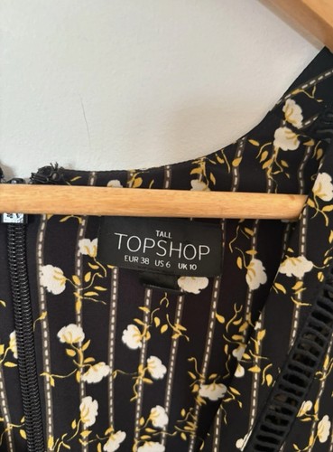 Topshop tall size 10 long sleeve black and white floral dress - Picture 3 of 5