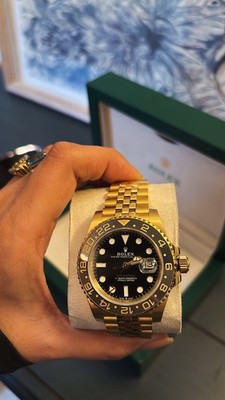 Rolex GMT-Master II Yellow Gold Automatic Black Dial Men's Watch with Box