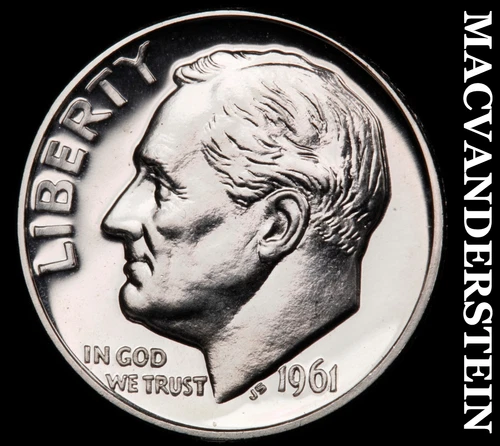 1961 Silver Roosevelt Dime - Choice Gem Proof  Lustrous  No Reserve  #G8197