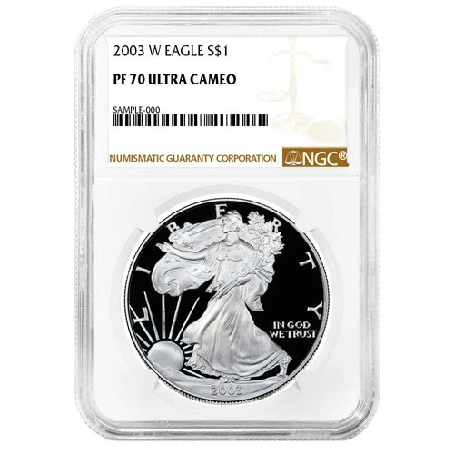 2003-W $1 1-oz Proof American Silver Eagle NGC PF70UC Brown Label
